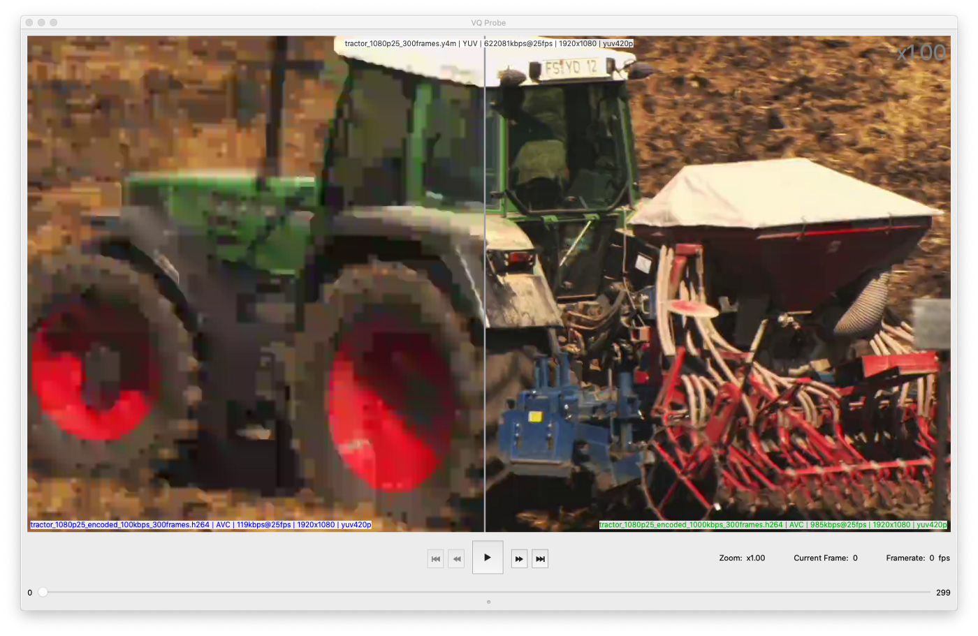 tractor_1080p25_encoded_100kbps_300frames.h264 vs. tractor_1080p25_encoded_1000kbps_300frames.h264, frame #46