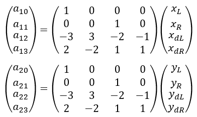 cubic spline matrix equation (L is for left-boundary, R — right)